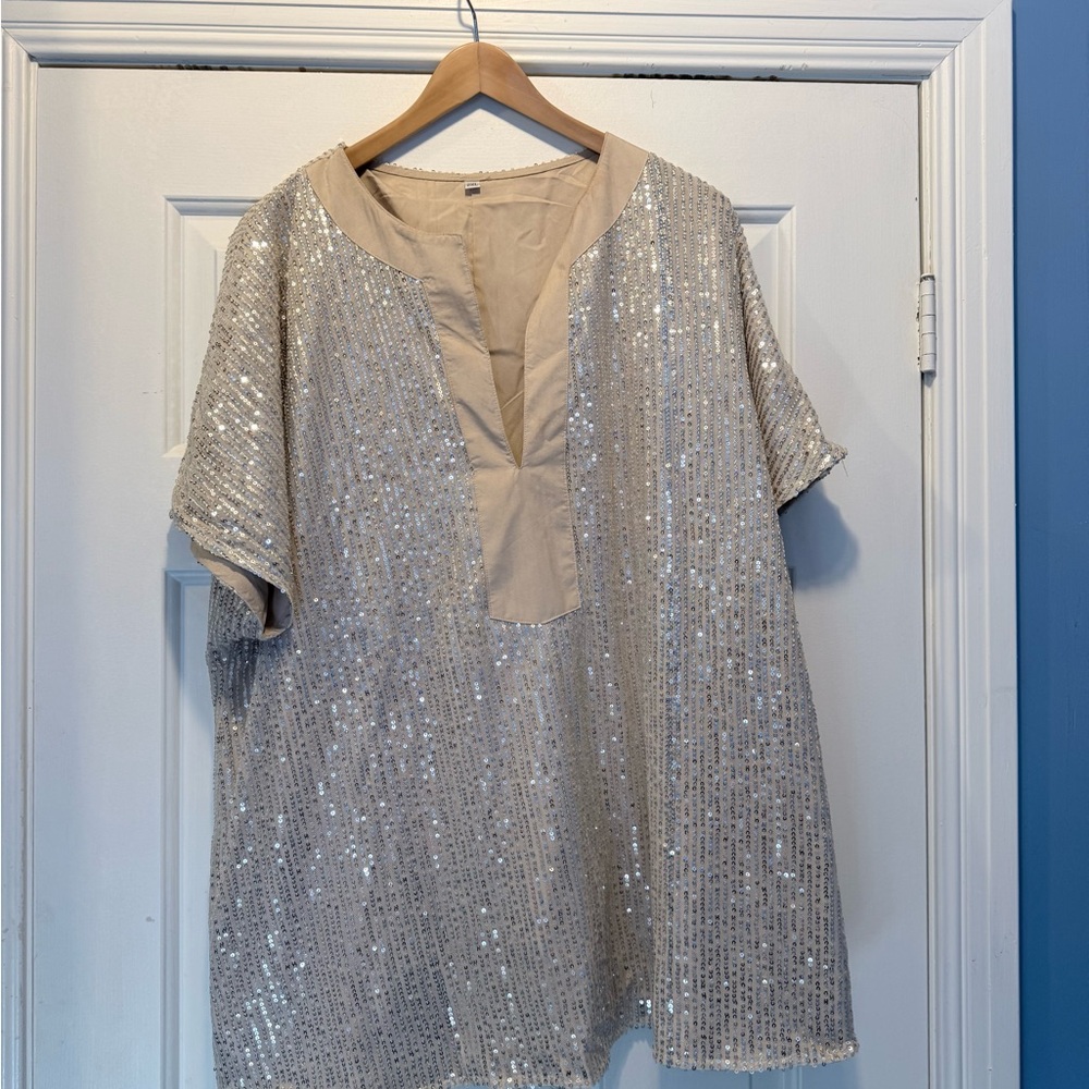 SHEIN Gold  Sequin Blouse